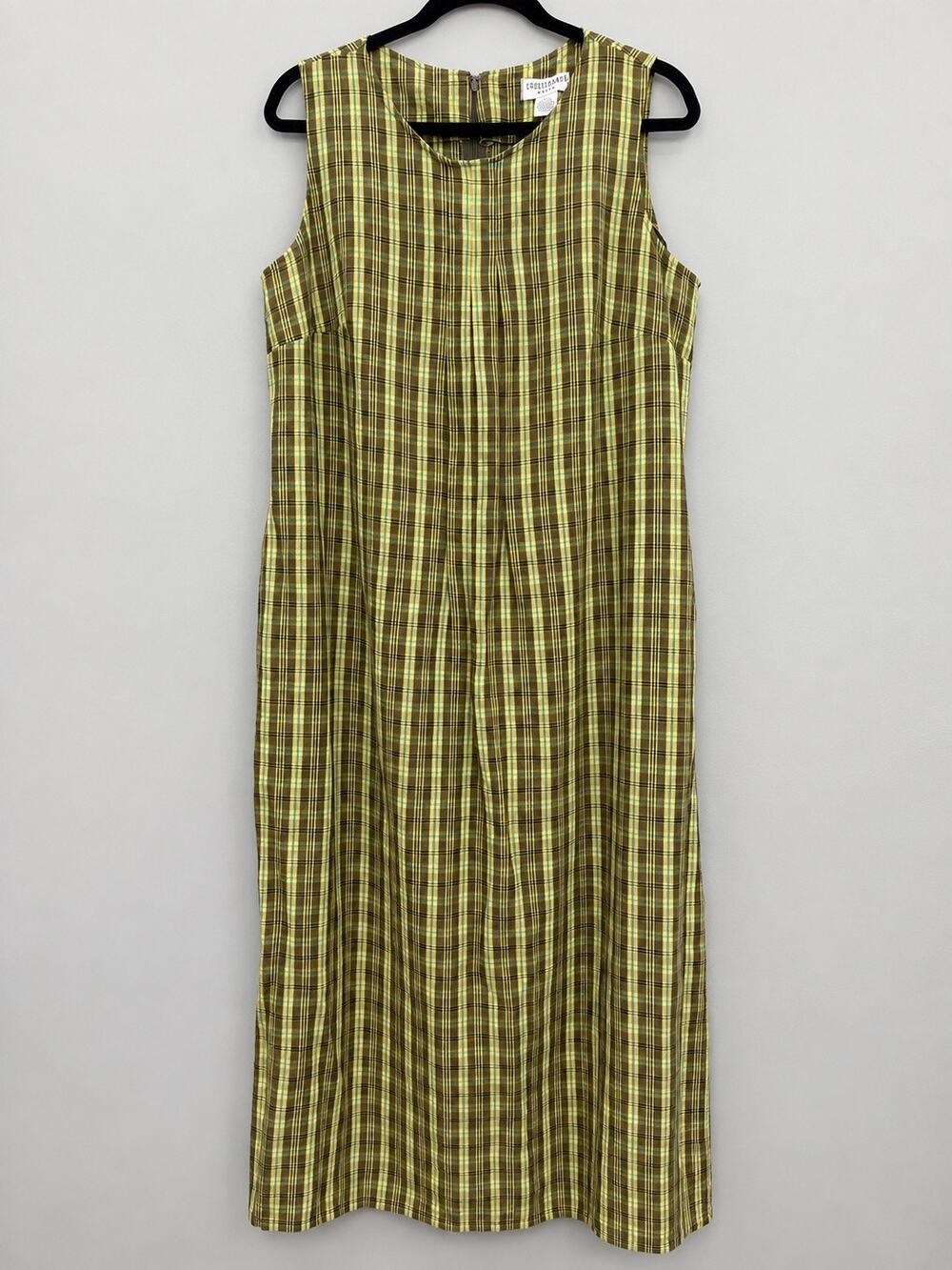 Crossroads Woman 22W Linen Plaid Maxi Dress Plus Size Sleeveless Cottagecore